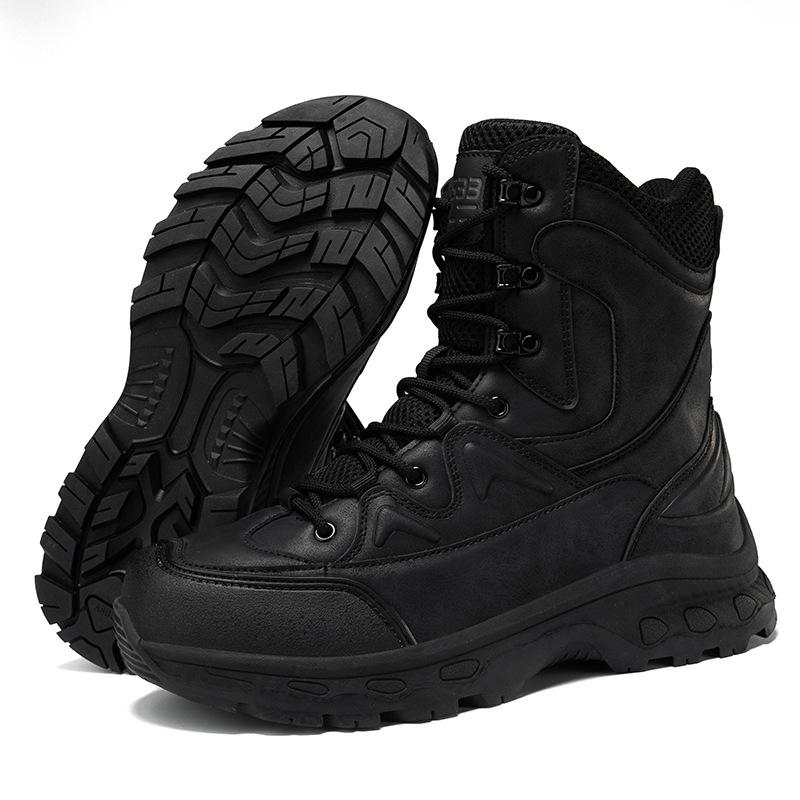 New large size combat boots PU mesh medium top wear-resistant tactical boots outdoor sports hiking shoes hiking shoes