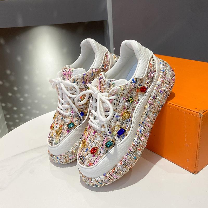 Designer Sneakers for Women  New Spring Shiny Rhinestones Women's Vulcanize Shoes Fashion Autmn Platform Casual Shoes Female