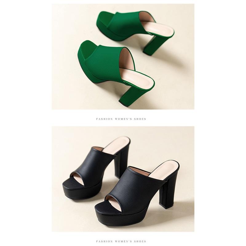 Sommer Damen Pantoletten mit Fischmaul Lässig Stilvoll Klobige Absätze Dicke Sohle Offene Zehenpartie Pantoletten Europäisches und Amerikanisches Design Retro-Mode