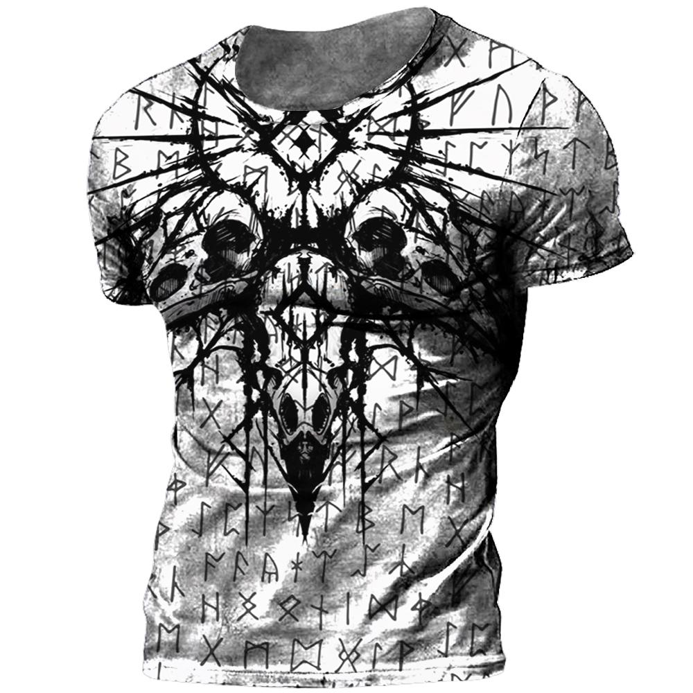 

Винтажная Мужская футболка с 3D принтом викингов и татуировкой, летние свободные повседневные топы с короткими рукавами и круглым вырезом Viking Odin, футболки больших размеров 3XL