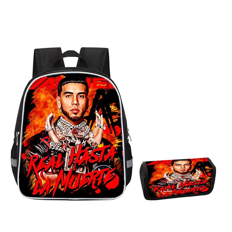 Mochila Anuel Aa para Hombre y Mujer Bolsa Escolar Casual Gran Capacidad Caja de Almacenamiento para Material Escolar Tipo Solapa