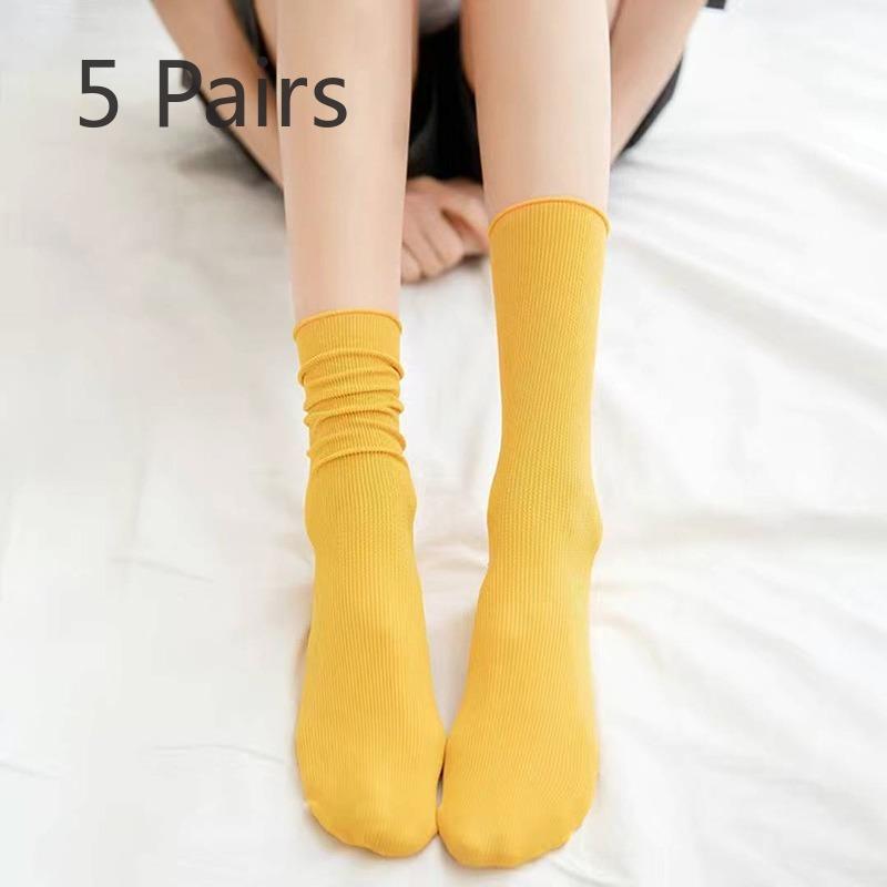 

5 пар женских летних модных носков-гольф для студентов с ледяным эффектом 5 Pairs