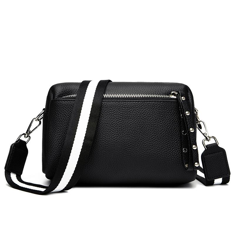 Leather women s bags new trendy fashion first layer cowhide soft shoulder messenger bag чёрный