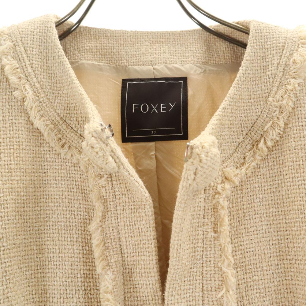 FOXEY Made In Japan 7 Minutes Sleeve Basketweave No Color Jacket 38 Beige Women Used