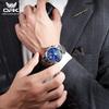 OPK 8142 Chronograph Mens Watch Waterproof Luminous Moon Phase Auto Date Original Luxury Quartz Man Wristwatch