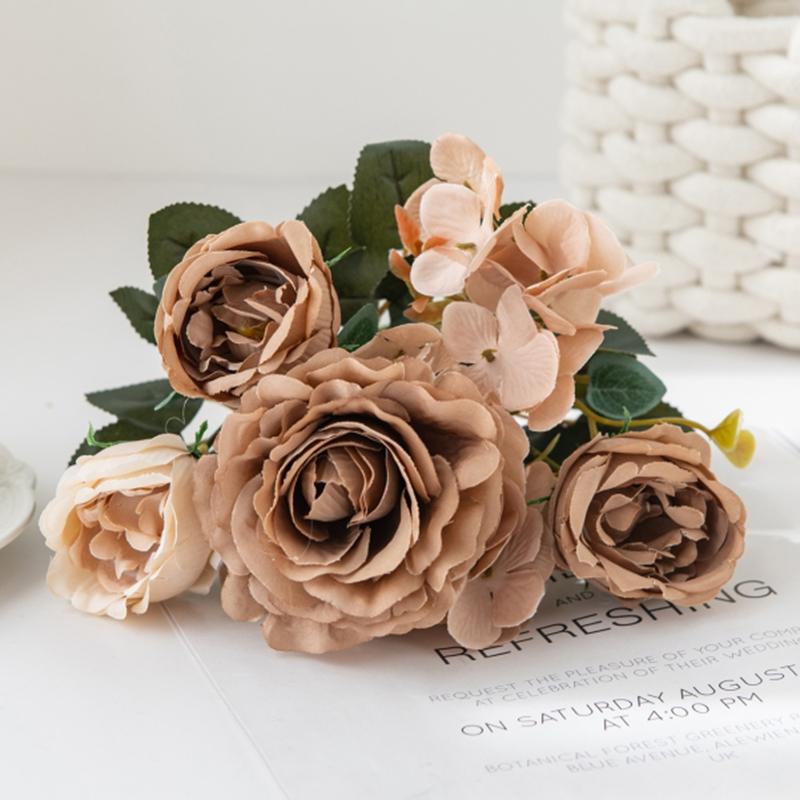 Artificial Flowers Silk Hydrangea Rose Peony Living Room Home vase table Garden Wedding bridal bouquet Diy Holiday Party Decor