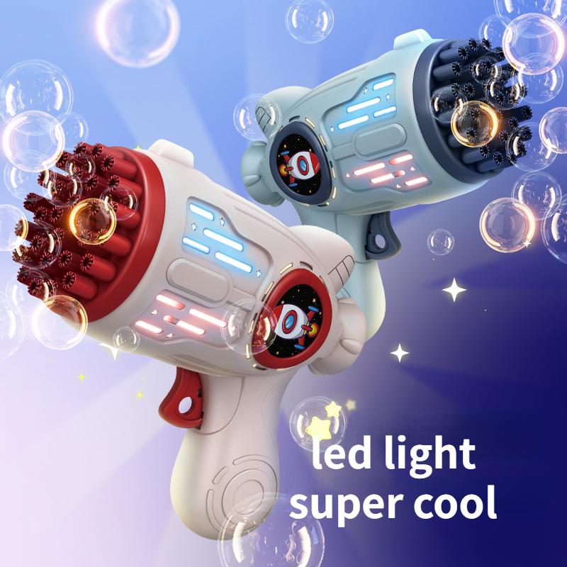 32 Holes LED Light Children Bubble Machine Toys Astronaut Shape Electric Automatic Soap Bubbles Gun for Kids Outdoor Toys Gifts