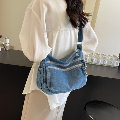 Large Capacity Retro Washed Crossbody Bag - Multi-Pocket Lightweight Casual Shoulder Bag for Men and Women