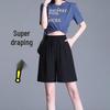 Women's Versatile Black Wide-Leg High-Waisted Pants for Spring and Summer