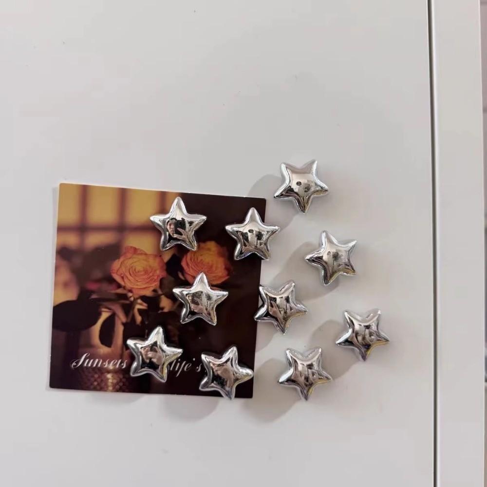 5/10 Pcs Strong Magnet Fridge Magnet Silver Stars Refrigerator Decals  Door Mounting