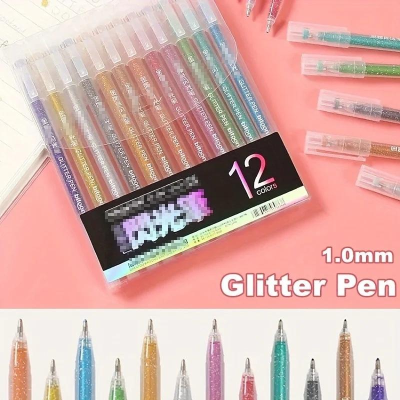 Set of12GlitterGelPens-SparklyJournaling &ColoringMarkersthe PerfectGift forChristmas & Halloween for DrawingPainting and More!