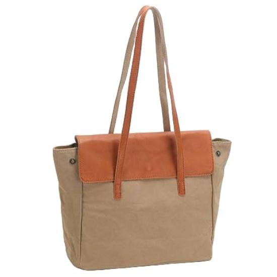 

IOKI HAPU Canvas x Genuine Leather Tote Bag Business Bag Shoulder Bag Large Capacity Laptop A4 2-way (Brown)