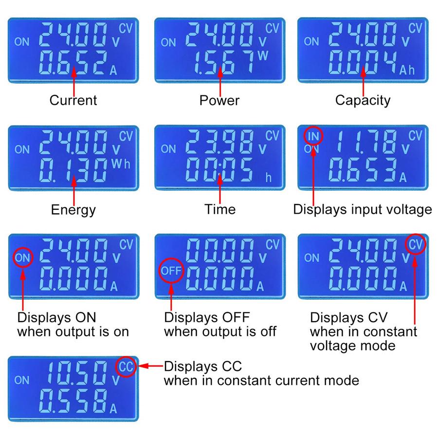 Power Supply Module Adjustable Constant Voltage Buck Boost W/LCD Display Module