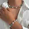 Ingemark Trendy Luxury Imitation Pearl Choker Necklace Women Exquisite Elegant Colorful Acrylic Rhinestone Bracelet Y2K Jewelry