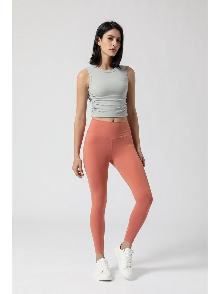 2023 Women's European & American Yoga Sports Vest with Side Waist Folds & Navel Cutout