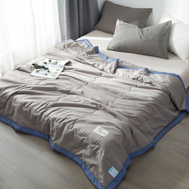 Green Plaid Quilt for Summer Japanese Style Soft Thin Air Conditioning Throw Single Double Machine Washable Breathable Blanket