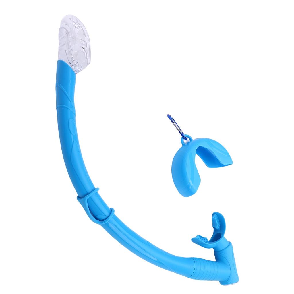 Freediving Snorkel 2 in 1 Silicone Streamlined Soft Flexible Roll Up Folding Snorkel Tube for Scuba Diving Blue