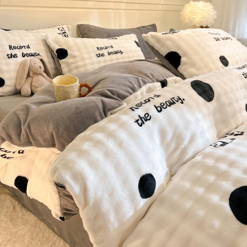 2025 Winter Fleece-Lined Velvet Bed Set: Thick Double-Sided Sheet & Duvet Cover, Dorm/Solo 3-Piece