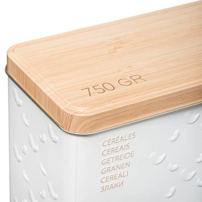 5five - boîte à céréales 750g métal "scandinave nature" blanc