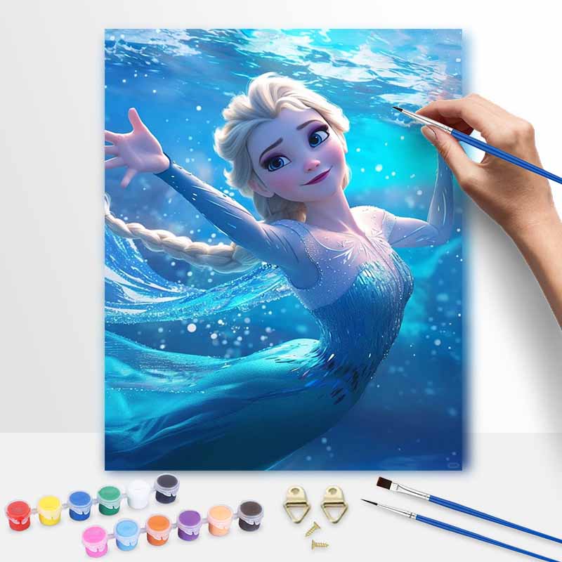 Disney Elsa Underwater Princess Paint by Numbers Painting Art Kit Wall Decor Home Decor Gift
