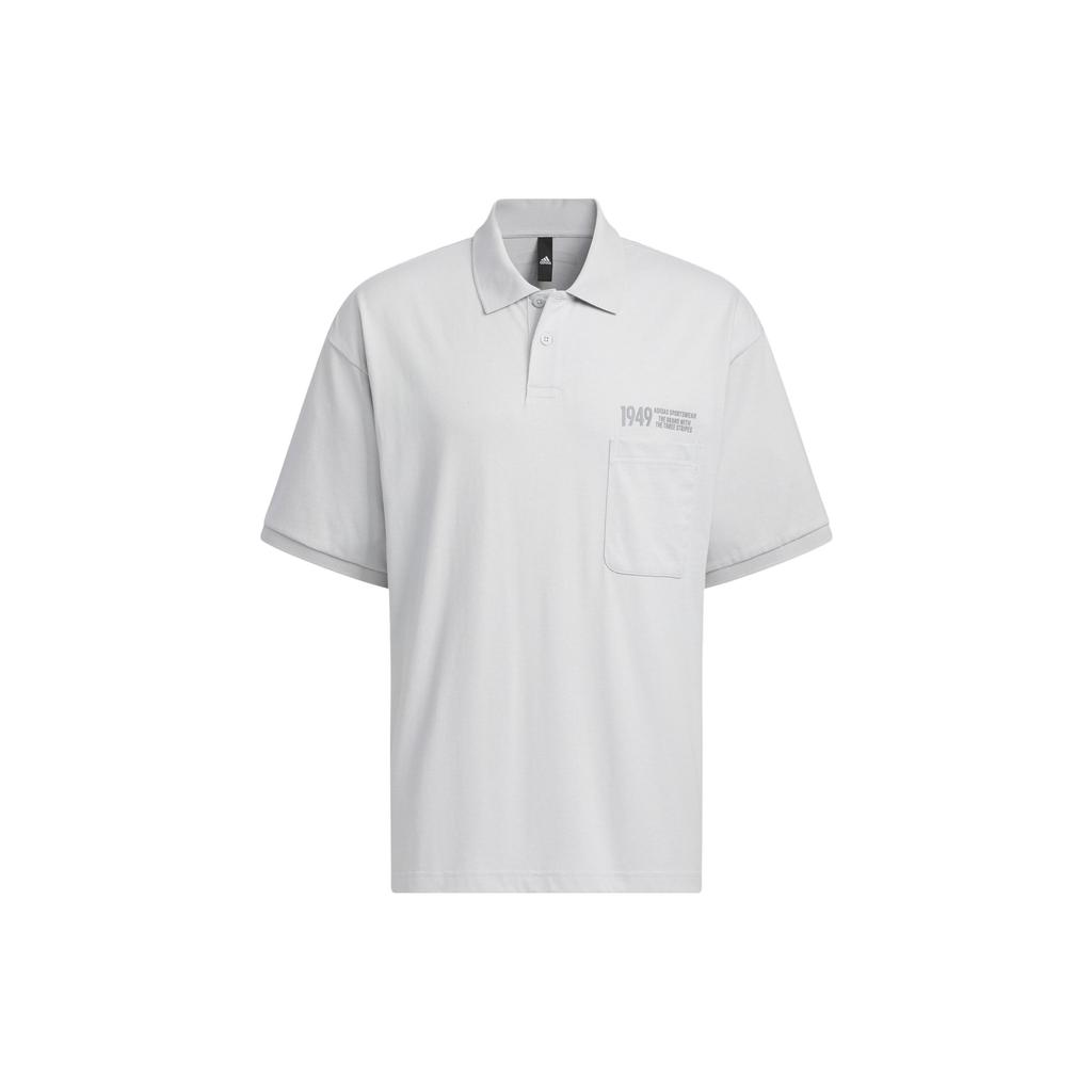 Adidas Verbiage Polo Shirt With Logo Detail Men Tops Light-Grey IP3980