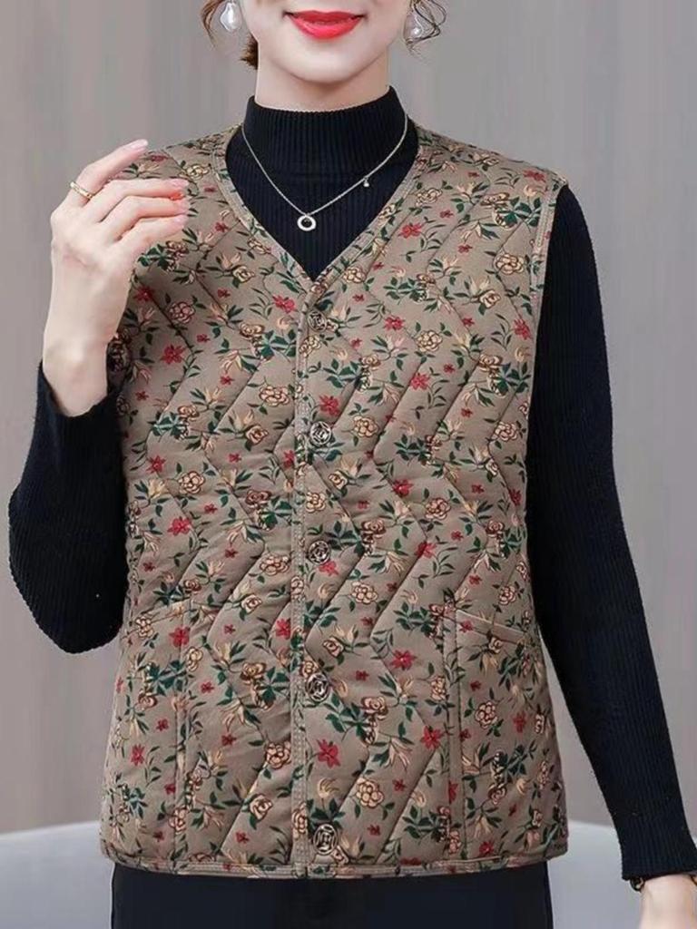 Camel Down Cotton Vest for Women - Autumn & Winter Versatile Shoulder Warmer for Middle-aged & Elderly Moms