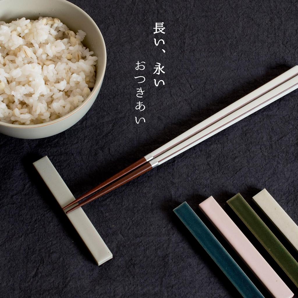 Tramparan (Gift Set) Chopstick Rest, Cutlery Rest, Mino Ware, Made In Japan (Pair of Chopsticks and Chopstick Rests) (Flower Pink and River Navy) Coup
