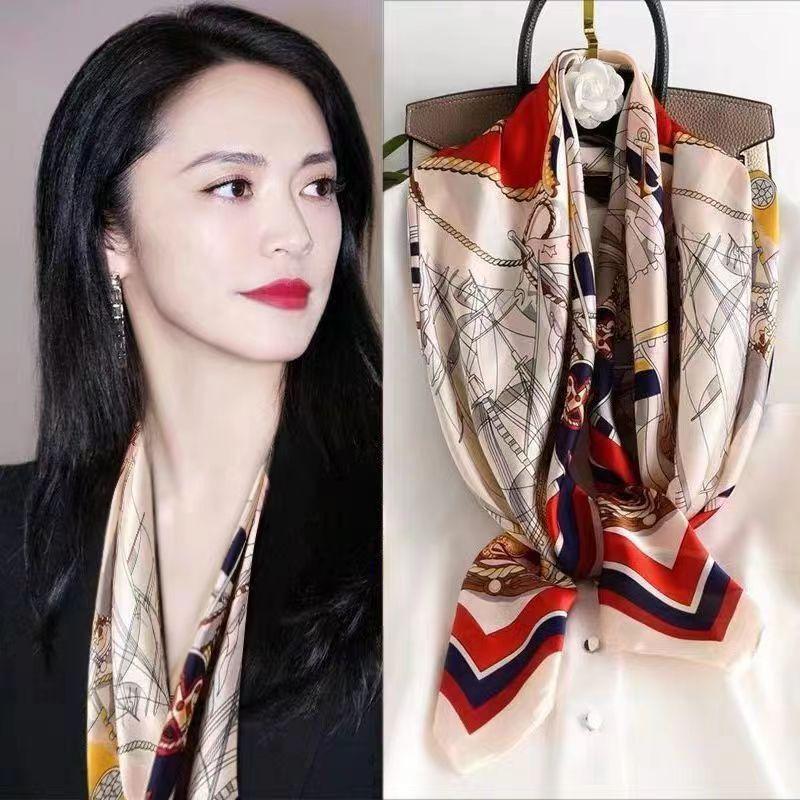 Hangzhou Silk 90 Square Scarves Silk Scarves Women Travel With Shirts Spring And Autumn Versatile Small Shawls