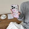 Cute Kawaii Purple Glitter Floral Phone Case For iPhone 17 16 15 14 Pro Max Pastel Flower Print Protective Cover for Girls
