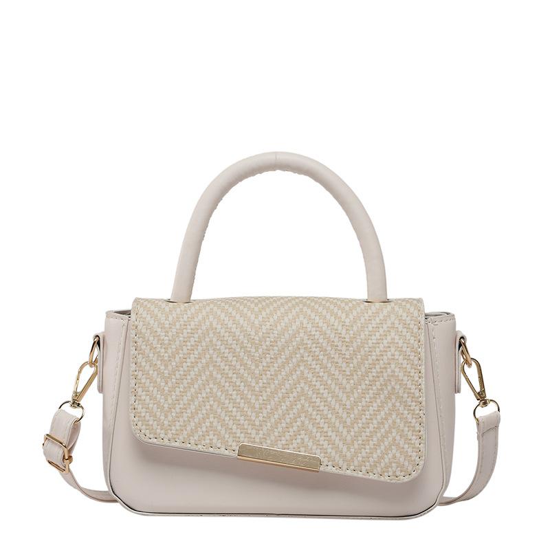 2025 new trendy casual popular texture splicing fashionable simple solid color foreign style shoulder crossbody small square women's bag