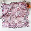 Cashew Small Square Scarf Floral Printed Silk Scarf Retro Cotton Linen Print Scarves  Outdoor