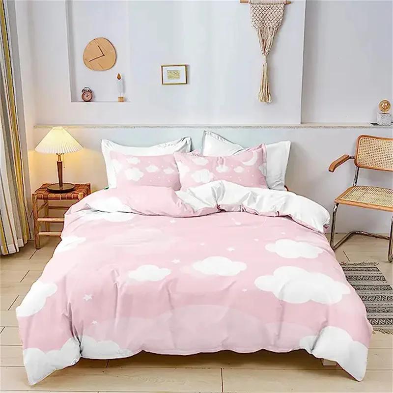 Rainbow Twin Duvet Cover Set For Girl Pink And Yellow Rainbow Star Duvet Cover Cartoon Rainbow For Bedroom Decoration Women Kid