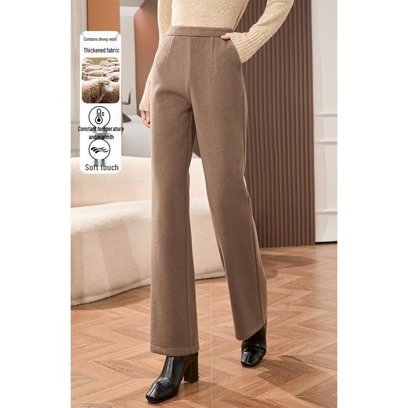 Women s Wool Blend High-Waist Straight Leg Pants L