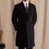 Мужское черное двубортное шерстяное пальто Tuiruiqi