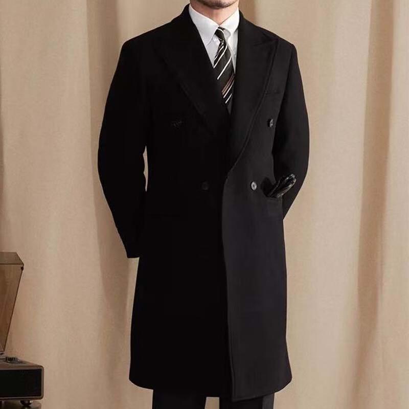 

Мужское двубортное шерстяное деловое пальто One Size