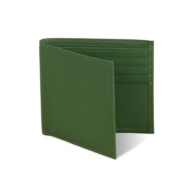 

[Business Leather Factory] Bi-fold wallet (no coin purse) Water repellent original leather cow leather unisex 10 pockets Thin (ivy green)