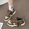 Fashion Board Shoes Women's Sneakers New Muffin Thick Bottom Khaki Black White Color Matching Fashion Women's Shoes Casual Sports Shoes