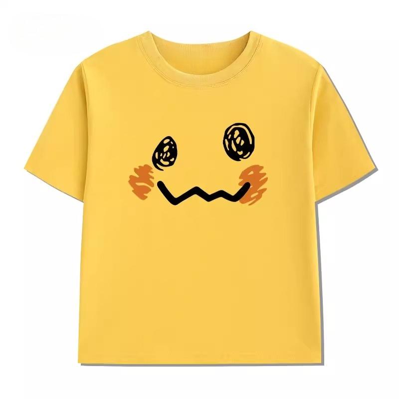 

PotdemielSummer New Mini Pikachu Print Childrens T-Shirt Boys and Girls Comfortable and Breathable Childrens T-Shirt 110