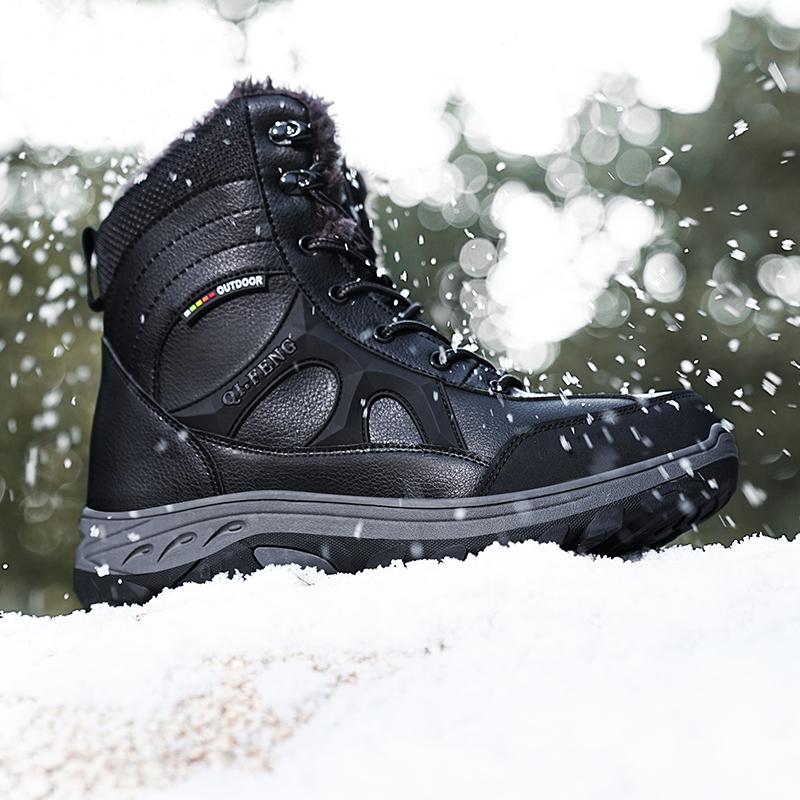 Men's Shoes Platform Thick Plush Warm Snow Boots Male Outdoor Non Slip Winter Ankle Boots