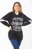 Women's Style Big Size Sweatshirt Large Size Black Three Thread Sweatshirt With Ribbon Inside