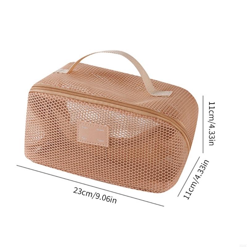 Large Breathable Mesh Cosmetic Bag With Separate Sections Efficient Makeup Skincare Storage Container HX6C