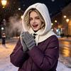 Knitted Hat with Neck Warmer Women Hooded Scarf for Winter Knit Pullover Balaclava Hood Cozy Adjustable Drawstring Warm Gaiter Skull Cap
