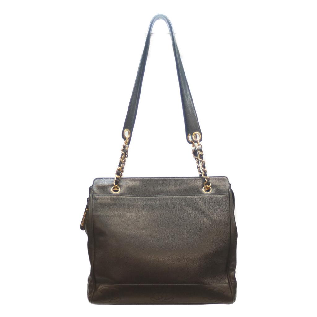 CHANEL No. 2 Black Caviar GHardware Triple Coco Chain Tote Tote Bag blackUsed
