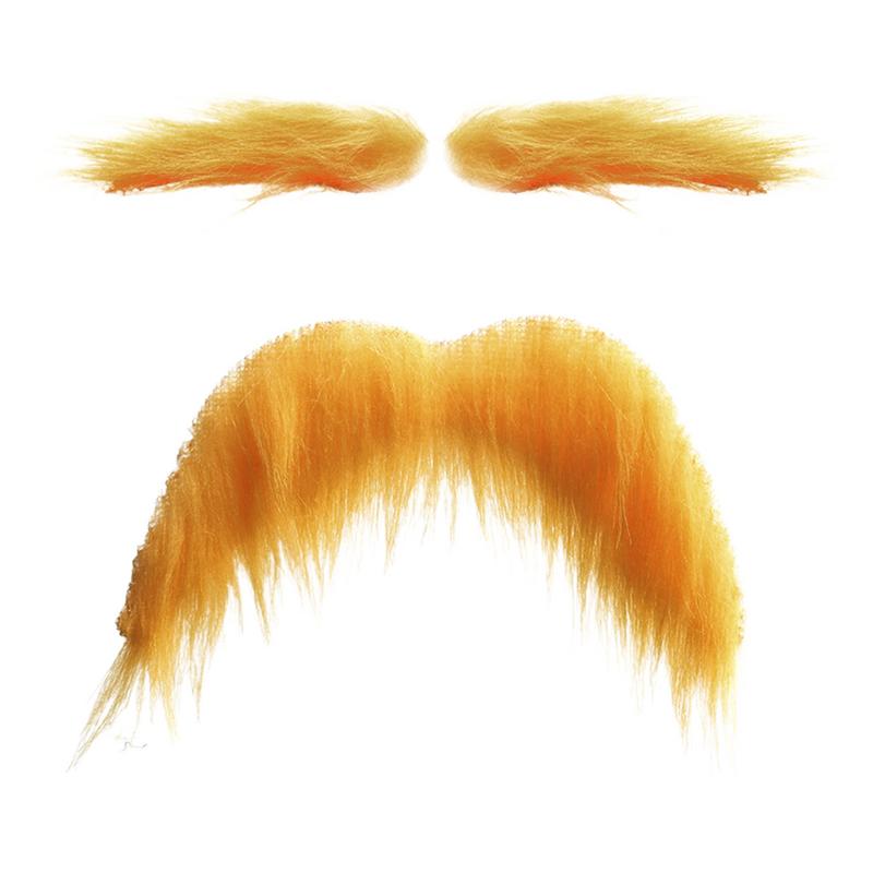 Yellow Mustache and Eyebrows Artificial Beard Fake Eyebrow Funny Halloween Faux Beard Yellow Eyebrow Beard Set Fake Beard Novelt