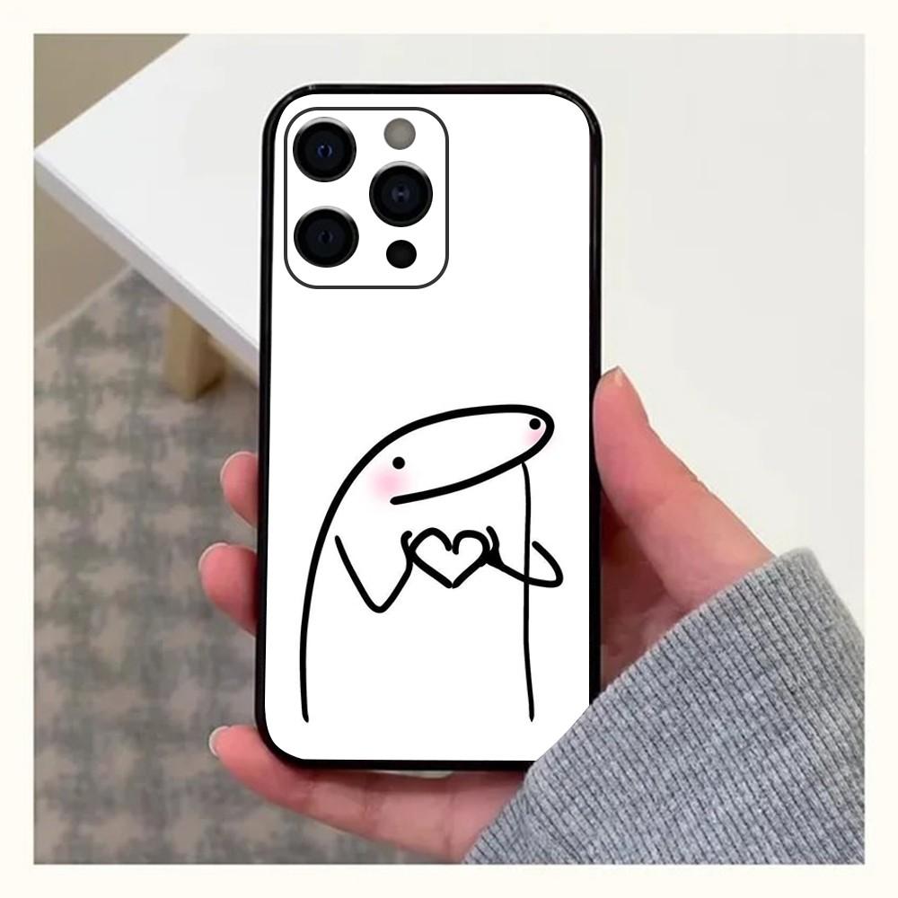 F-Flork Cute Funny Meme Phone Case For Apple iPhone 15,14,13,12,11,Pro,X,XS,Max,XR,Plus,Mini Soft Black Cover