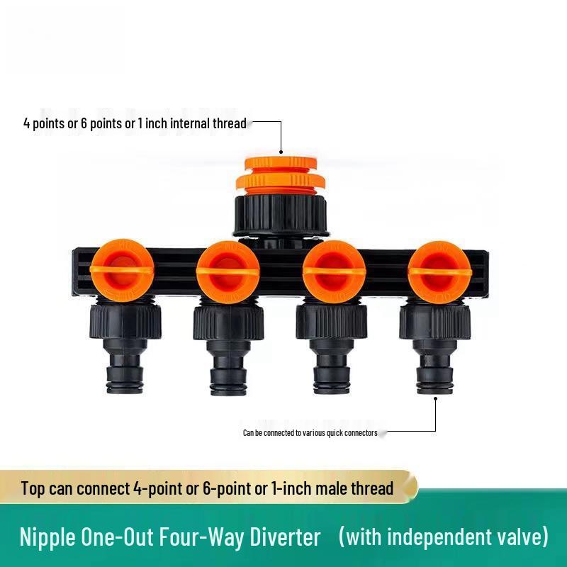 Four-Way Diverter Valve: Water Pipe Hose Faucet Fitting