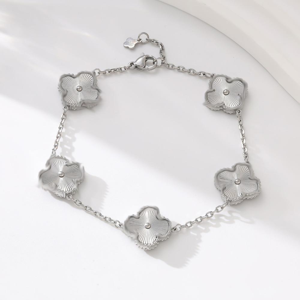 Браслет из титановой стали 15 мм Четырехлистник Двусторонний Счастливый Клевер Лазерный Пятилистник