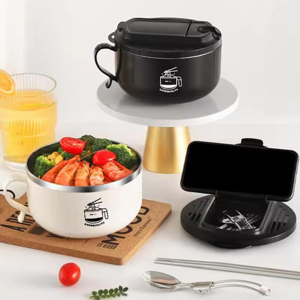 with Chopsticks and Fork Ramen Bowl Stainless Steel Lunch Box Instant Noodle Bowl Dormitory