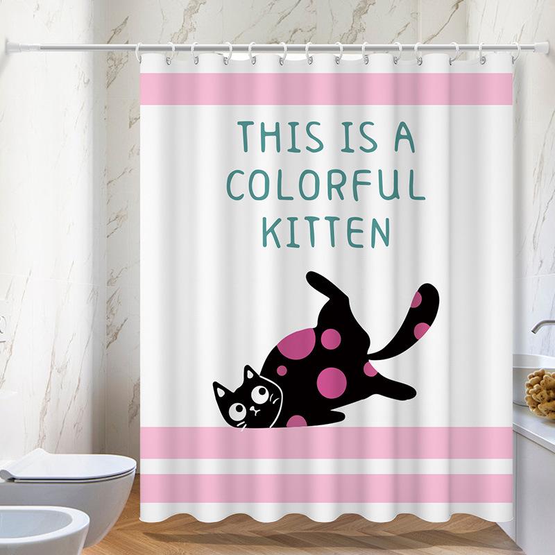 Cartoon Fun Series washable Dirt-Resistant Shower Curtain Shower Head waterproof Polyester Bath Curtain For Home Decor