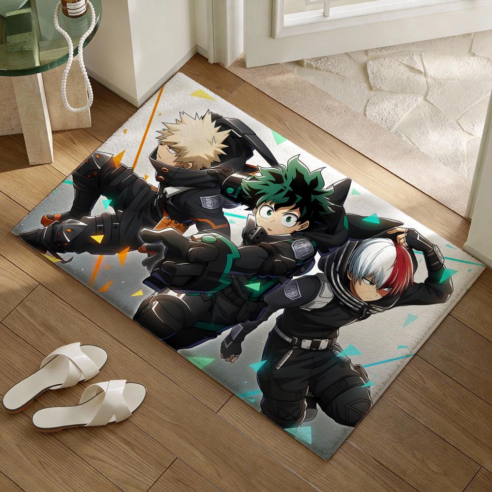 My animeHero A-Academia Floor Mat Soft Flannel Non-Slip Door Mat - Thickened Rug for Living Room Home Decor